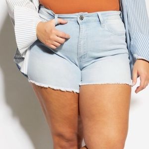 Rue21 + Light Wash High Rise Frayed Jean Shorts